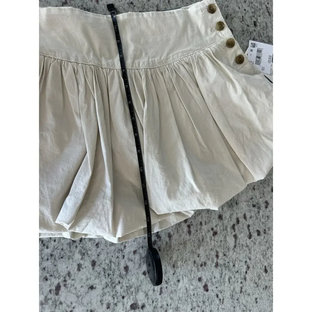 American Eagle Beige Bubble Skort High Rise Button Ruffle Pockets 0